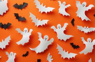 Paper Ghosts and Bats Halloween Decoration photo