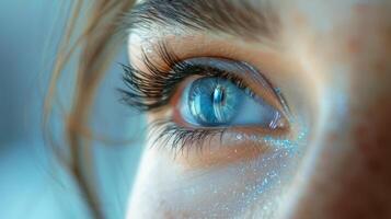 Close-Up of a Blue Eye Looking Directly at the Camera photo