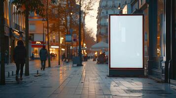 Empty Billboard on a City Street at Dusk photo