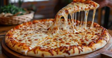 A Slice of Freshly Baked Cheese Pizza With Melted Mozzarella photo