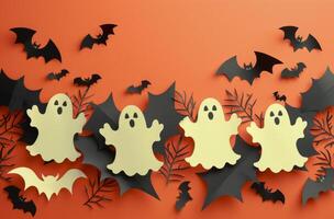 Paper Ghosts and Bats Halloween Decoration photo