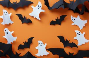 Paper Ghosts and Bats Halloween Decoration photo