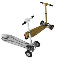 Three-wheel scooter close-up scene isolated on background. Ideal for large publications or printing. 3d rendering - illustration photo