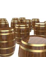 Whiskey barrel close-up scene isolated on background. 3d rendering - illustration photo