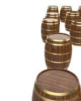 Whiskey barrel close-up scene isolated on background. 3d rendering - illustration photo