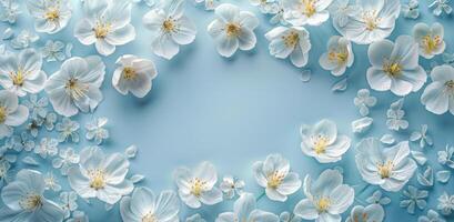 White Flowers on a Blue Background photo