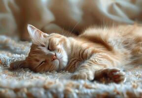 A White Maine Coon Cat Resting on a Shag Carpet photo