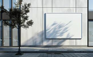 Blank Billboard on a City Street in Autumn photo