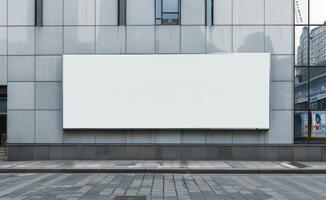 Blank Billboard on a City Street in Autumn photo