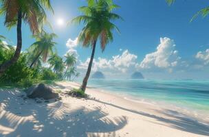 Palm Trees Framing A Sunny Beach Scene photo