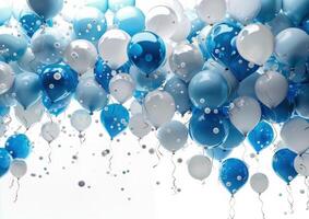 Blue And White Balloons Floating In The Air photo