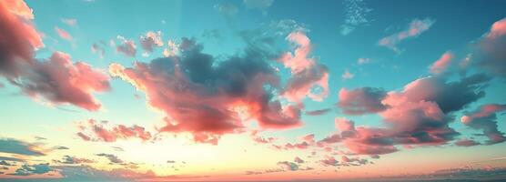 Dramatic Pink And Blue Clouds At Sunset photo