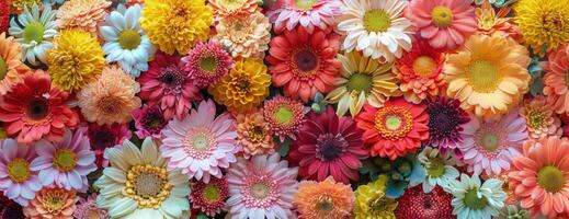 Closeup of Colorful Gerbera Daisies in Full Bloom photo