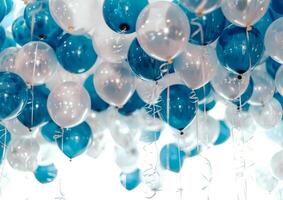 Blue And White Balloons Floating In The Air photo