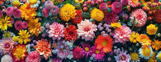 Closeup of Colorful Gerbera Daisies in Full Bloom photo