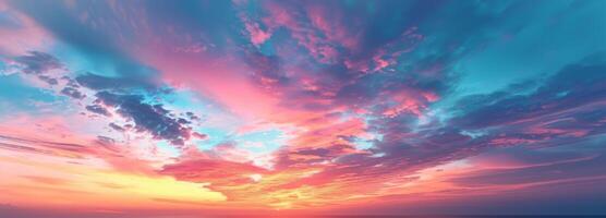 Dramatic Pink And Blue Clouds At Sunset photo