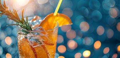 Refreshing Summer Cocktail With Orange and Rosemary photo
