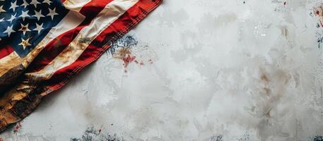 Worn American Flag With Sun Flare photo
