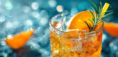 Refreshing Summer Cocktail With Orange and Rosemary photo