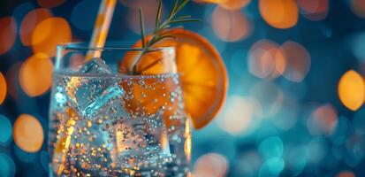 Refreshing Summer Cocktail With Orange and Rosemary photo