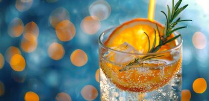 Refreshing Summer Cocktail With Orange and Rosemary photo
