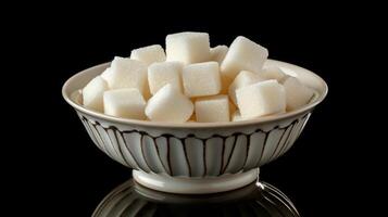 White Bowl Filled With Sugar Cubes on Table photo