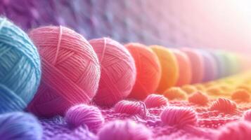 Group of Yarn Balls on Table photo