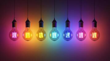 Group of Light Bulbs Hanging From Strings photo