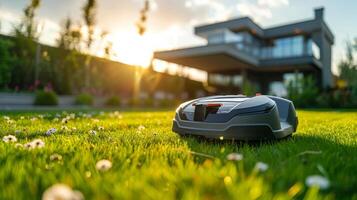 Robotic Lawn Mower in Grass photo