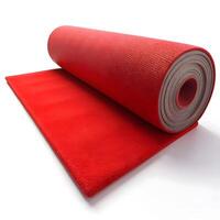 red carpet roll on white background photo
