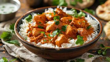 Plate of Food With Rice and Meat photo