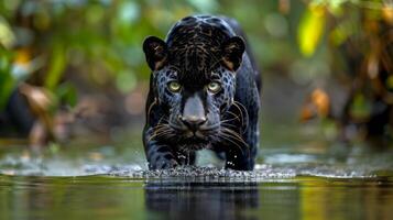 Jaguar Walking in Water photo