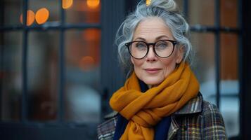 Woman With Glasses Posing for Picture photo