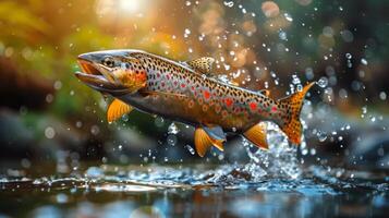 Brown Fish Jumping Out of Water photo