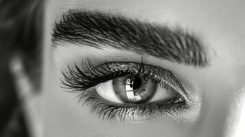 Close Up of Persons Eye With Long Lashes photo