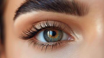 Close-Up of Persons Eye With Long Lashes photo