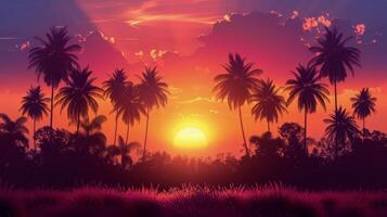 Palm Tree Overlooking Beach and Ocean photo
