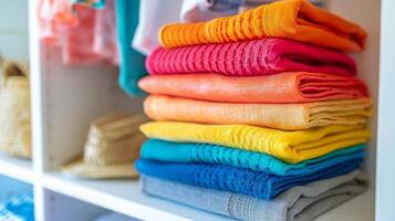 Colorful Towels Filling a Shelf photo