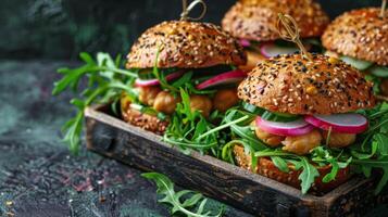 Close-Up of Assorted Sandwiches on Table photo