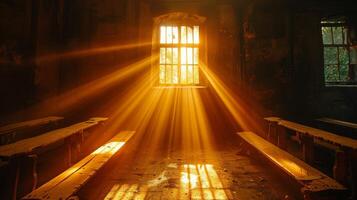 Sunlight Streaming Through Church Windows photo