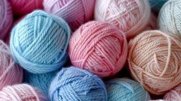 Assorted Yarn Balls Arranged Neatly photo