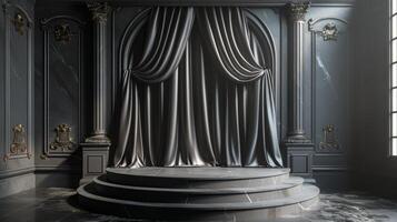 Stage With Curtain and Spotlight photo
