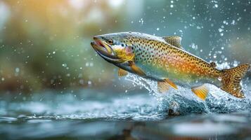 Brown Fish Jumping Out of Water photo