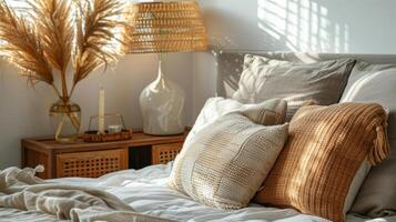 Bedroom With Bed and Large Mirror photo