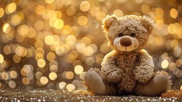 Brown Bear Sitting on Carpet photo