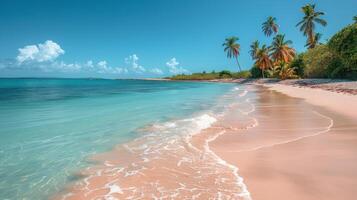 Tropical Beach With Palm Trees and Clear Blue Water photo