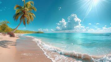 Palm Tree on Beach Painting photo