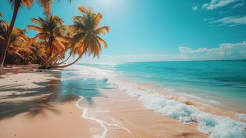Beach With Palm Trees and Ocean photo