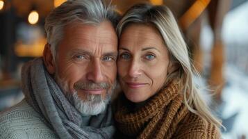 Man and Woman Posing for a Picture photo