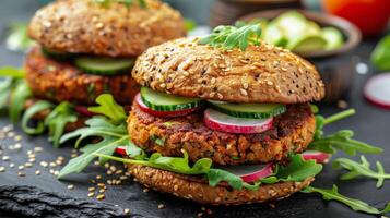 Close-Up of Assorted Sandwiches on Table photo